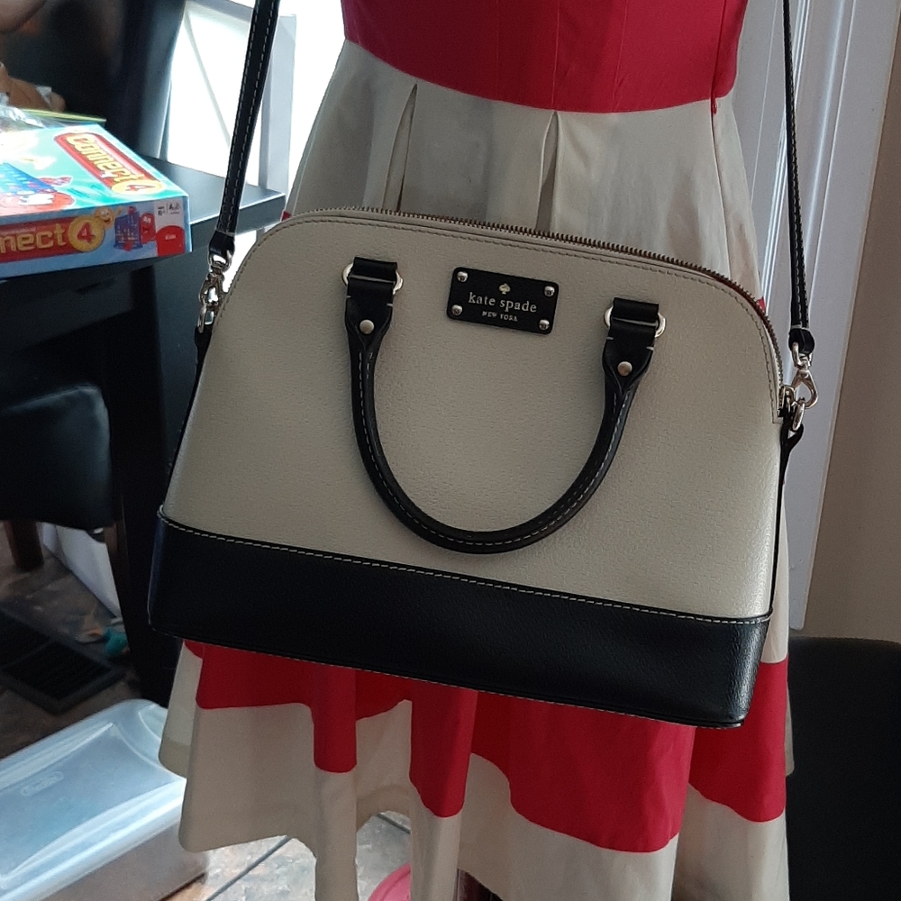 Kate spade black and cream leather purse satchel